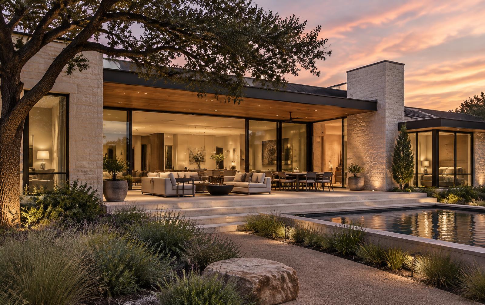 Modern home with multi-slide doors and expansive windows
